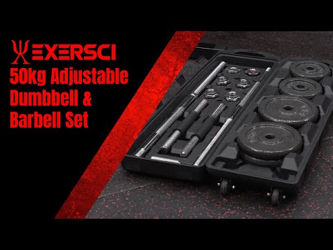 Exersci® 50kg Adjustable Barbell & Dumbbell Set