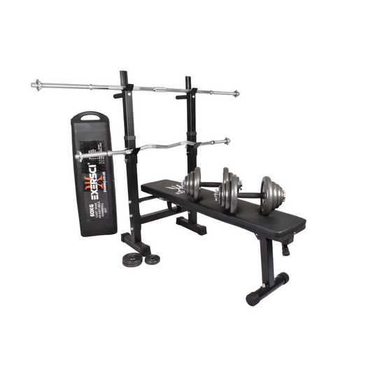 Foldable Bench Rack and Weights Set from Exersci