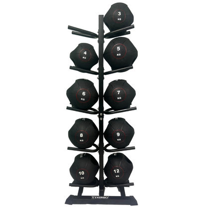 Exersci Medicine Ball with Handles Bundle with Rack (3-12kg)