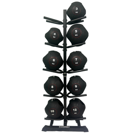 Exersci Medicine Ball with Handles Bundle with Rack (3-12kg)