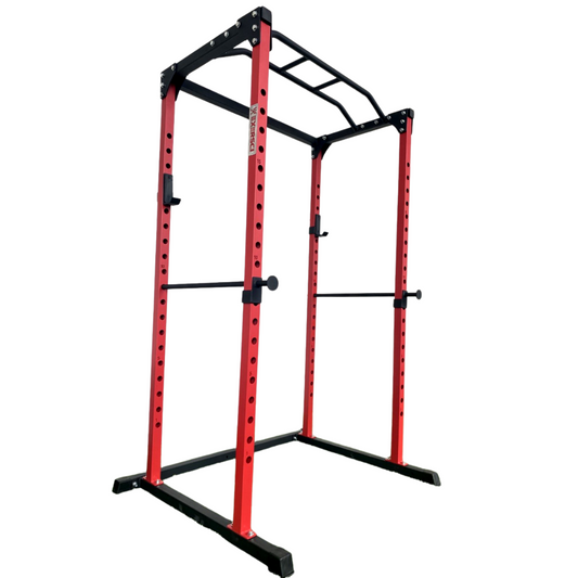 Exersci power rack in black and red