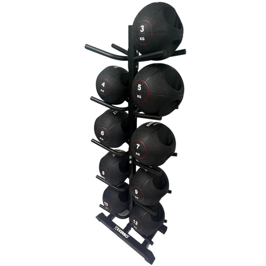 Exersci Medicine Ball with Handles Bundle with Rack (3-12kg)