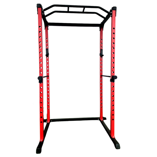 Exersci power rack in black and red