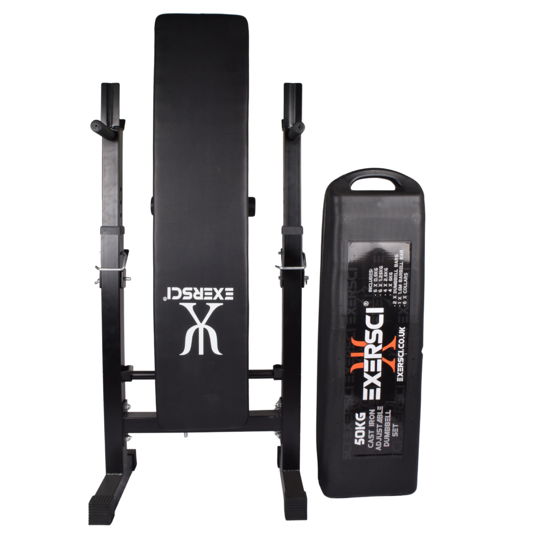 Exersci® Foldable Bench Rack and Weights Set