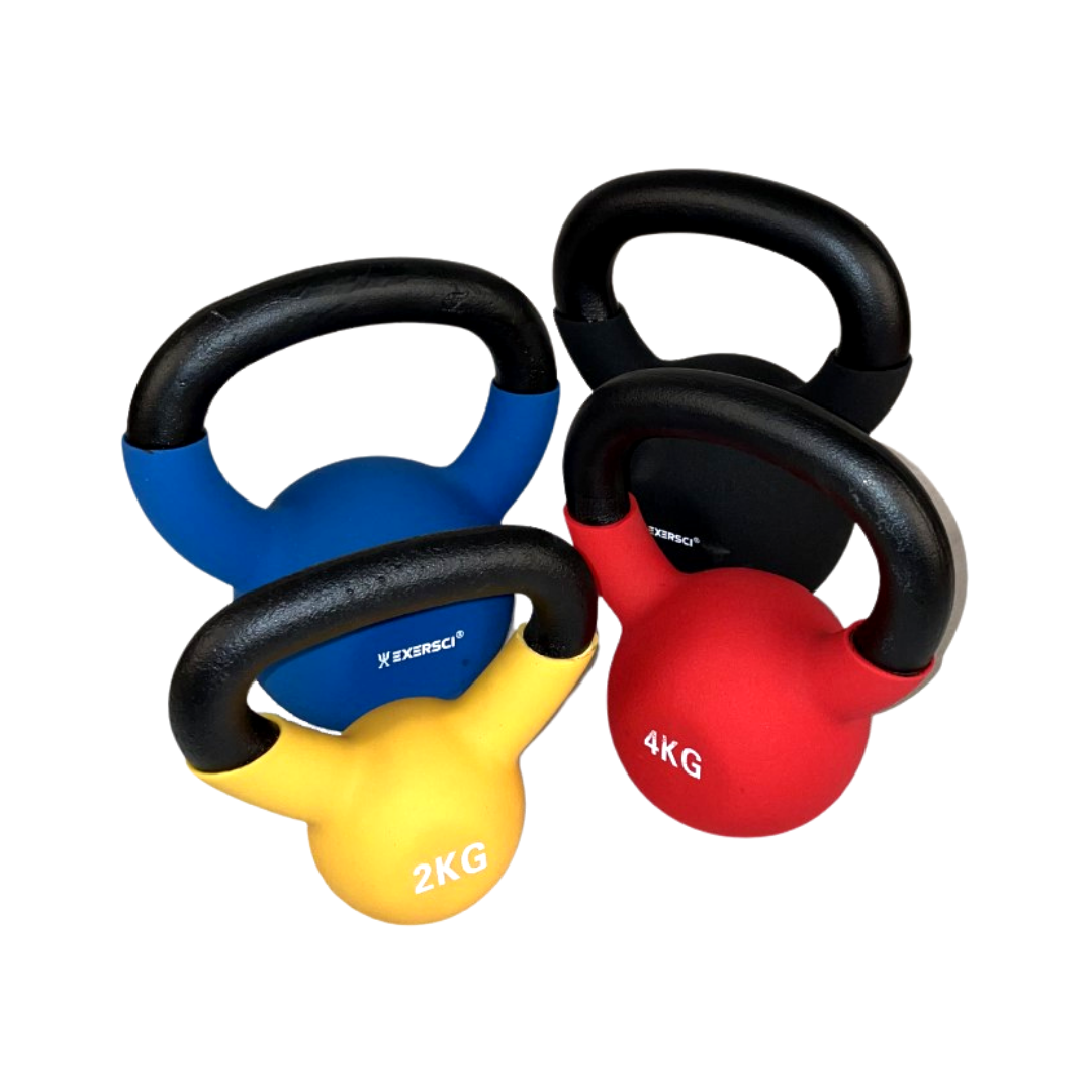 4 neoprene coated kettlebells