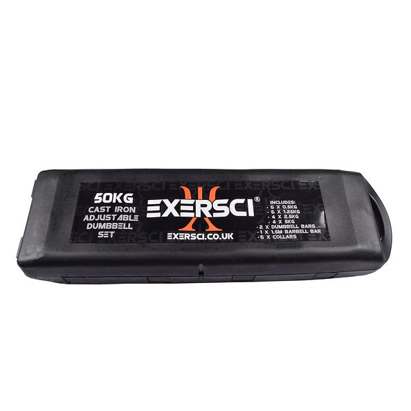 Exersci® 50kg Adjustable Barbell & Dumbbell Set