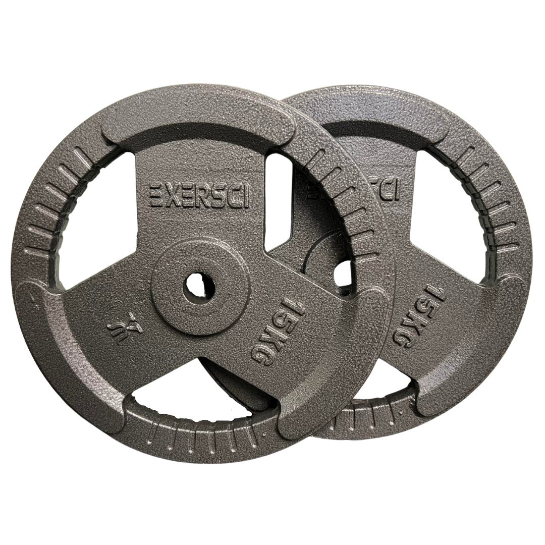 Exersci® 1" Cast Iron Tri-Grip Weight Plates (Pair)