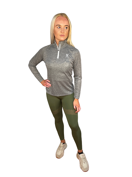 Exersci® Tech Female ⅓ Zip Long Sleeve Grey