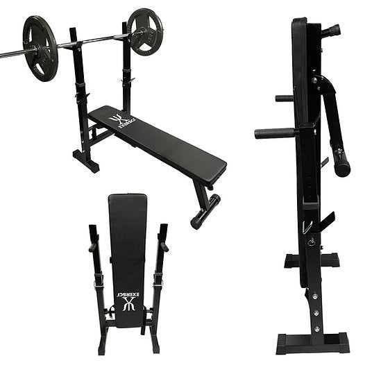 Exersci® Foldable Bench with Rack and Dip Bars