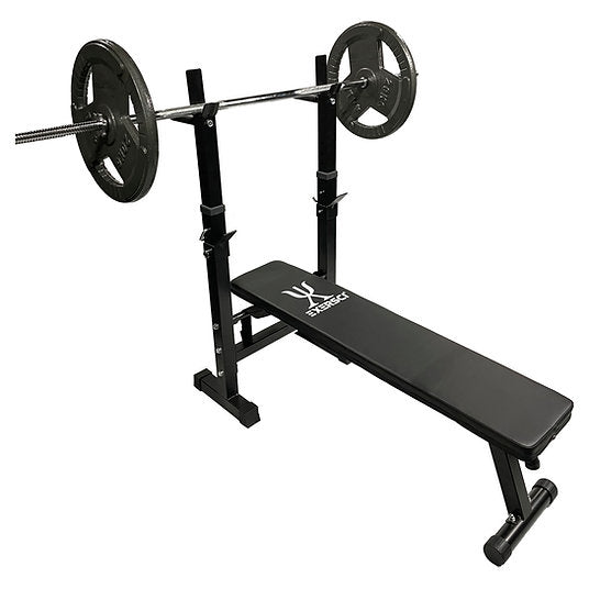 Exersci® Foldable Bench with Rack and Dip Bars