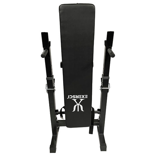 Exersci® Foldable Bench with Rack and Dip Bars