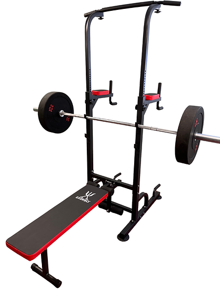 Exersci® Pull Up and Dip Station with Foldable Bench