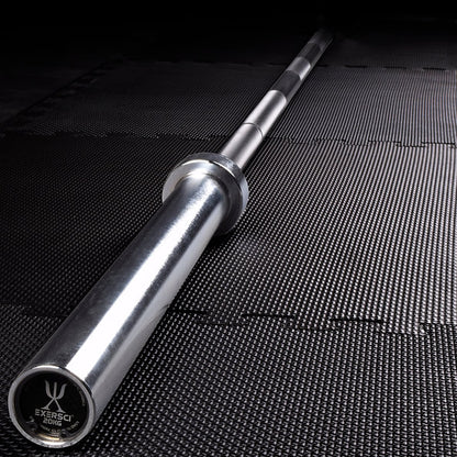Exersci® 7ft 20kg Black & Chrome Olympic Barbell + 2 x Free Spring Collars