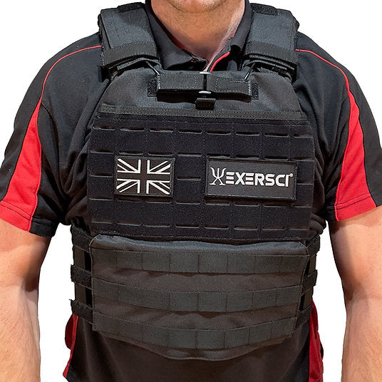 Black Exersci Tactical Weighted Vest on Man