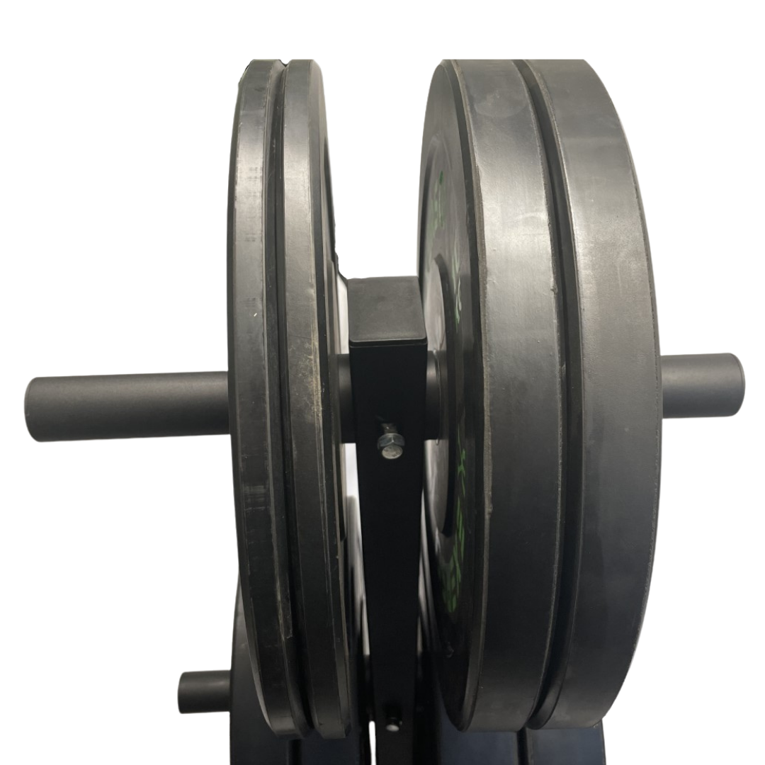close up of Vertical bumper and barbell storage rack from Exersci