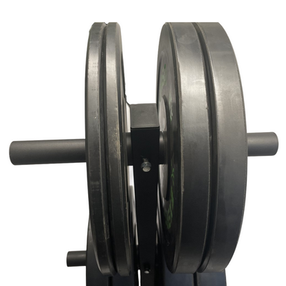close up of Vertical bumper and barbell storage rack from Exersci