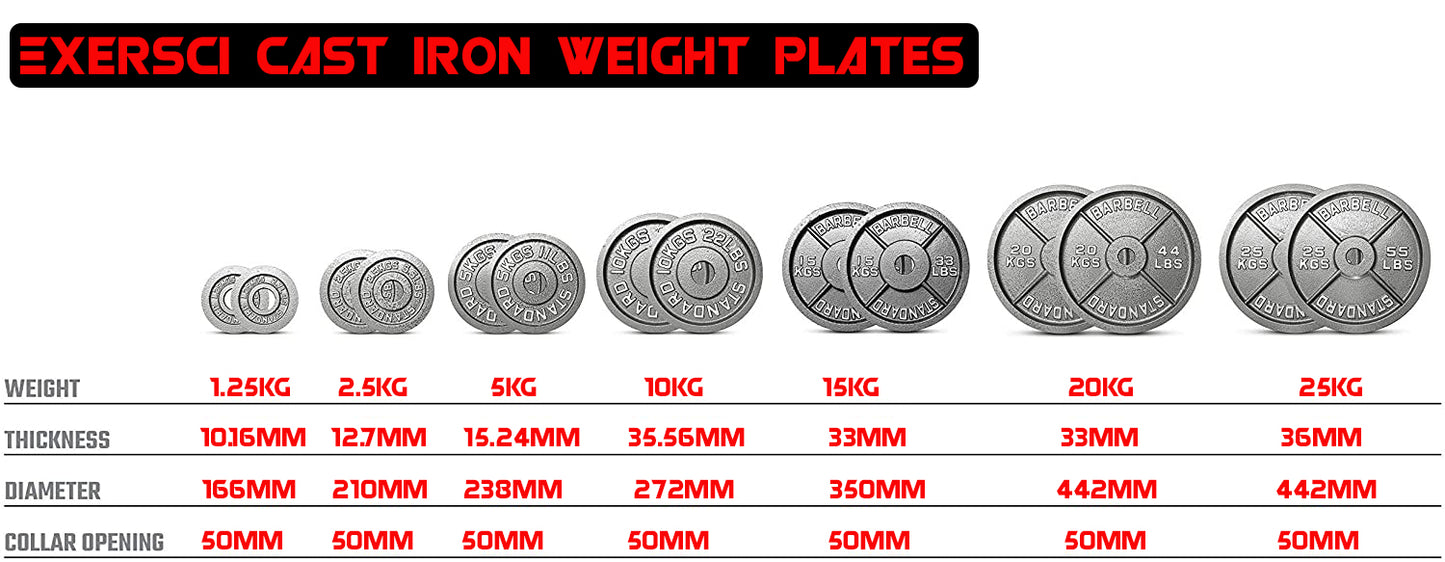 Exersci® Premium Retro 2" Cast Iron Weight Plates (Pair)
